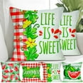 thumbnail image 2 of Summer Watermelon Pillow Covers 18x18 Inch Set of 4 Seasonal Red and Green Plaid Outdoor Decorative Throw Pillows Rustic Farmhouse Holiday Pillowcases for Bed Couch Bedding Sofa, 2 of 9
