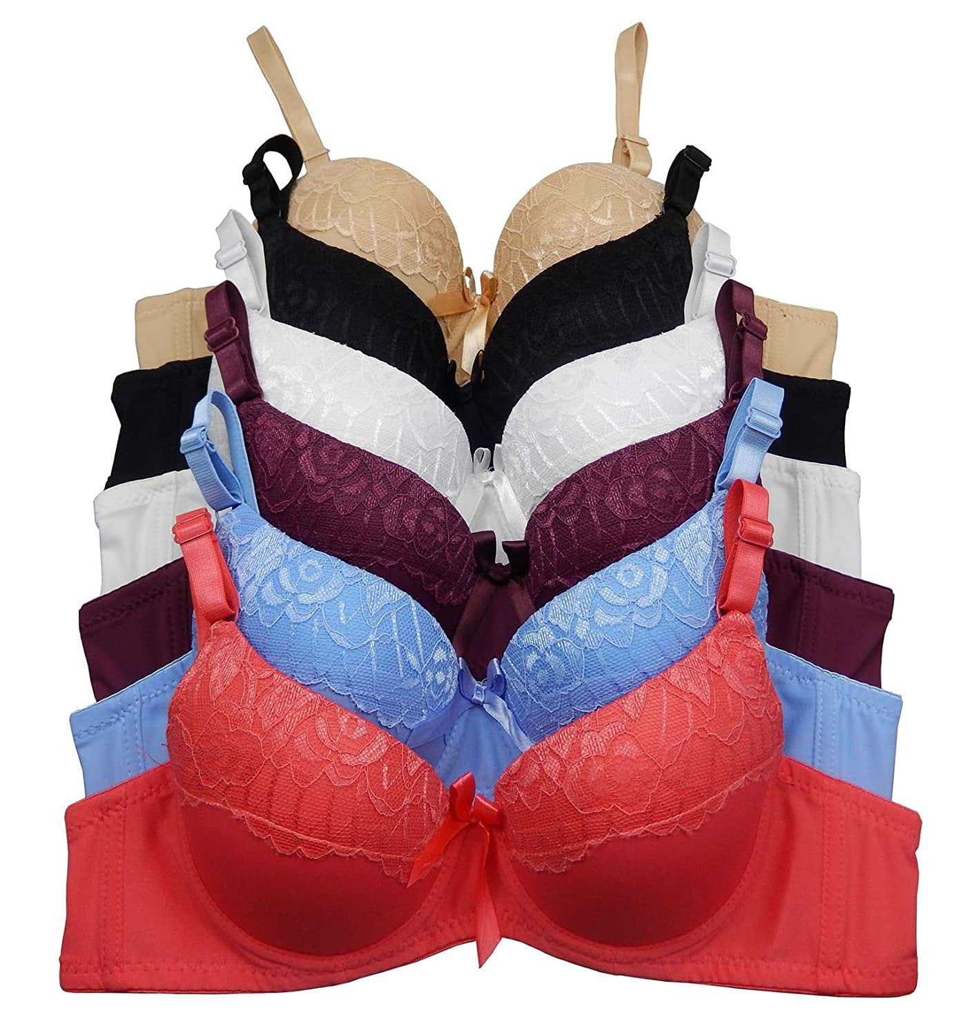 Viola's Secret Women Bras 6 Packs of Pushup B Cup C Cup Bra Various