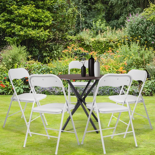 Jaxpety 5Pack Commercial Plastic Folding Chairs White Stackable Wedding Party Event Chair W
