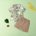 thumbnail image 2 of Toddler Baby Boy Gentleman Clothes Animal Print Shirt Short Sleeve Button Down Top Solid Shorts Summer Outfit, 2 of 4