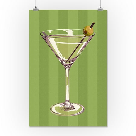 Martini Glass Letterpress Lantern Press Poster 16x24 Giclee
