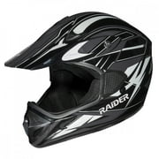 Raider Motocross RX1 Off-Road Open Face Helmet DOT Approved - Black/Silver - L