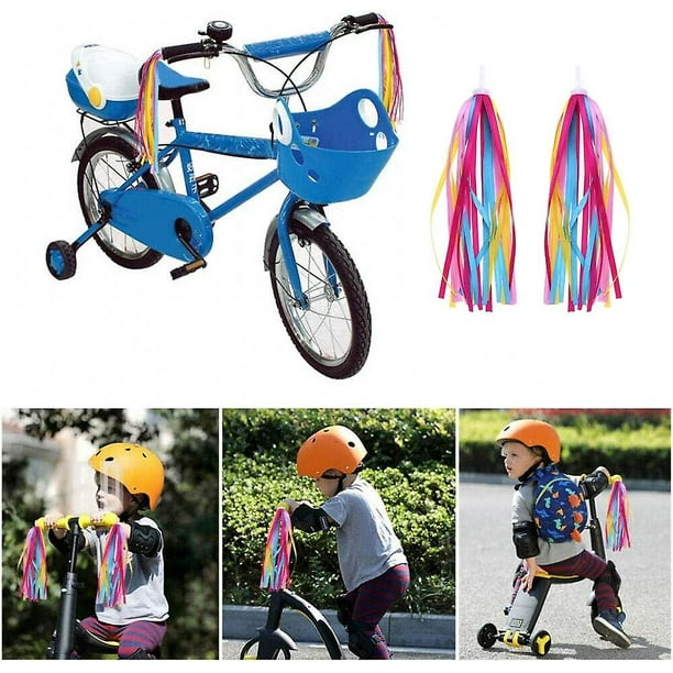 Serpentinas de bicicleta de arco iris para niños para niñas y niños, fácil de colocar en el manillar de la bicicleta del triciclo (2 piezas, colorido)