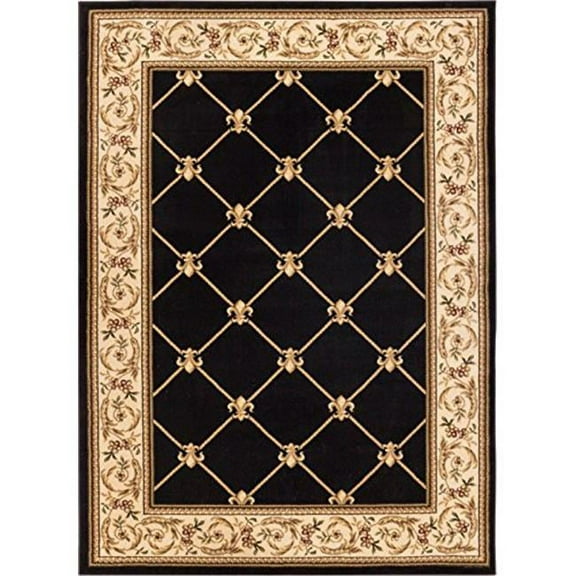 3 ft. 11 in. x 5 ft. 3 in. Timeless Fleur De Lis Area Rug - Black