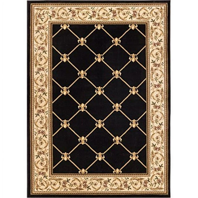 Infinity Home 36234 Tapis Fleur de Lis Timeless 3 Pi 11 Po x 5 Pi 3 Po - Noir