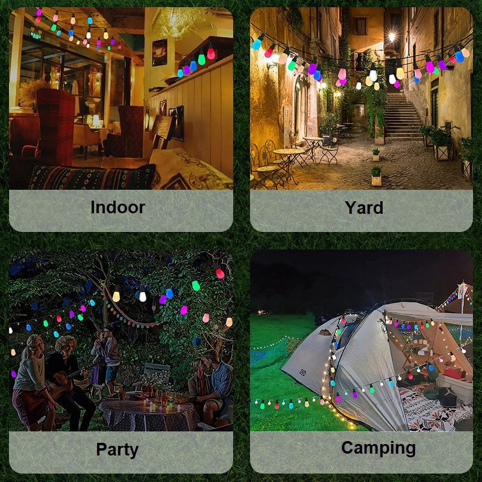 String Lights Outdoor Waterproof 32ft 15 Bulbs Smart S14 USB Operated APP Controlled Patio Lights Color Changing Christmas Decorations Garden Decor Lights