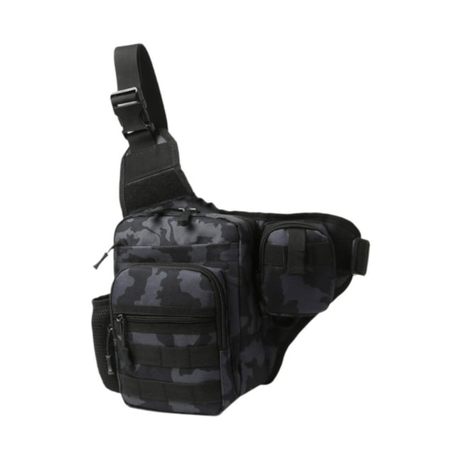 Bolso bandolera para hombre, informal, versátil, moderno, portátil, bandolera para el pecho, bolso de pecho para ir de compras, senderismo, escalada, Azul Negro