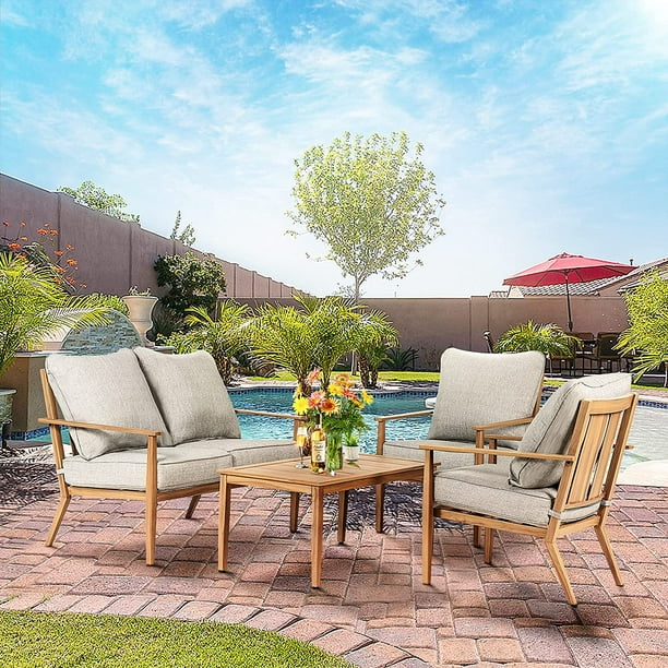 SUNCROWN Patio Furniture Set, 4 Piece Outdoor Conversation Set