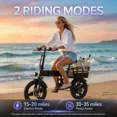 thumbnail image 6 of 500W Foldable Commuter Electric Bike with Basket for Adults,14" Tires, 36V 12Ah Battery, 19.9 mph, 35 Miles Range, Suitable for Commuting, Shopping, or Trip, 6 of 8