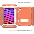 thumbnail image 4 of 3-in-1 Case for Apple iPad Mini 2021 (8.3 Inch, 6th Generation) Tablet - Silicone/Plastic Composite Case, Shockproof Drop Proof Rugged Cover, Built-in Pencil Holder Kickstand Hard Shell (Orange), 4 of 5