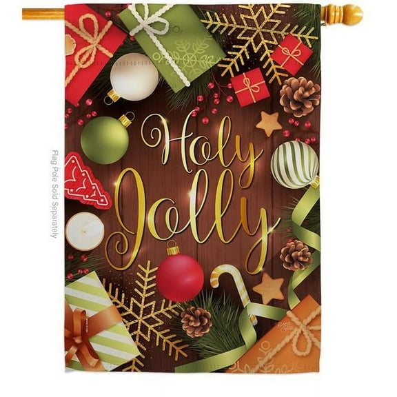 Breeze Decor H114221-BO Have A Holy Jolly House Flag Winter Christmas 28 x 40 in. Double-Sided Decorative Vertical Flags for Decoration Banner Garden Yard Gift