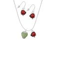 thumbnail image 2 of Delight Jewelry Silvertone Lime Green Crystal Sparkle Spinner Red Lucky Ladybug Necklace and Dangle Earrings Set, 2 of 6