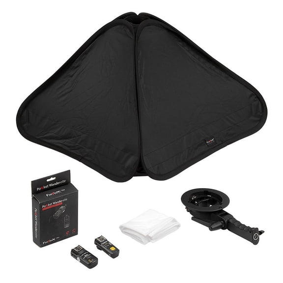 Fotodiox Foldable 28x28in Softbox 1x Flash Kit with Remote Trigger for Nikon - Collapsible Softbox and Speedlight Bracket with PocketWonder Elite TTL Pass-Thru Kit for Nikon