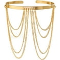 thumbnail image 4 of Boho Vintage Arm Cuff with Multilayered Chain Tassels Wide Upper Armband Open Bracelet Beach Armlet Costume Accessories for Women, 4 of 5