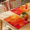 thumbnail image 4 of Red Orange Placemats Set of 12 Modern Abstract Ombre Geometric Aesthetic Place Mats Indoor Wipeable Table Mats Washable Cloth Dining Table Placemats for Kitchen Holiday Party Home Decor 13x19 Inch, 4 of 9