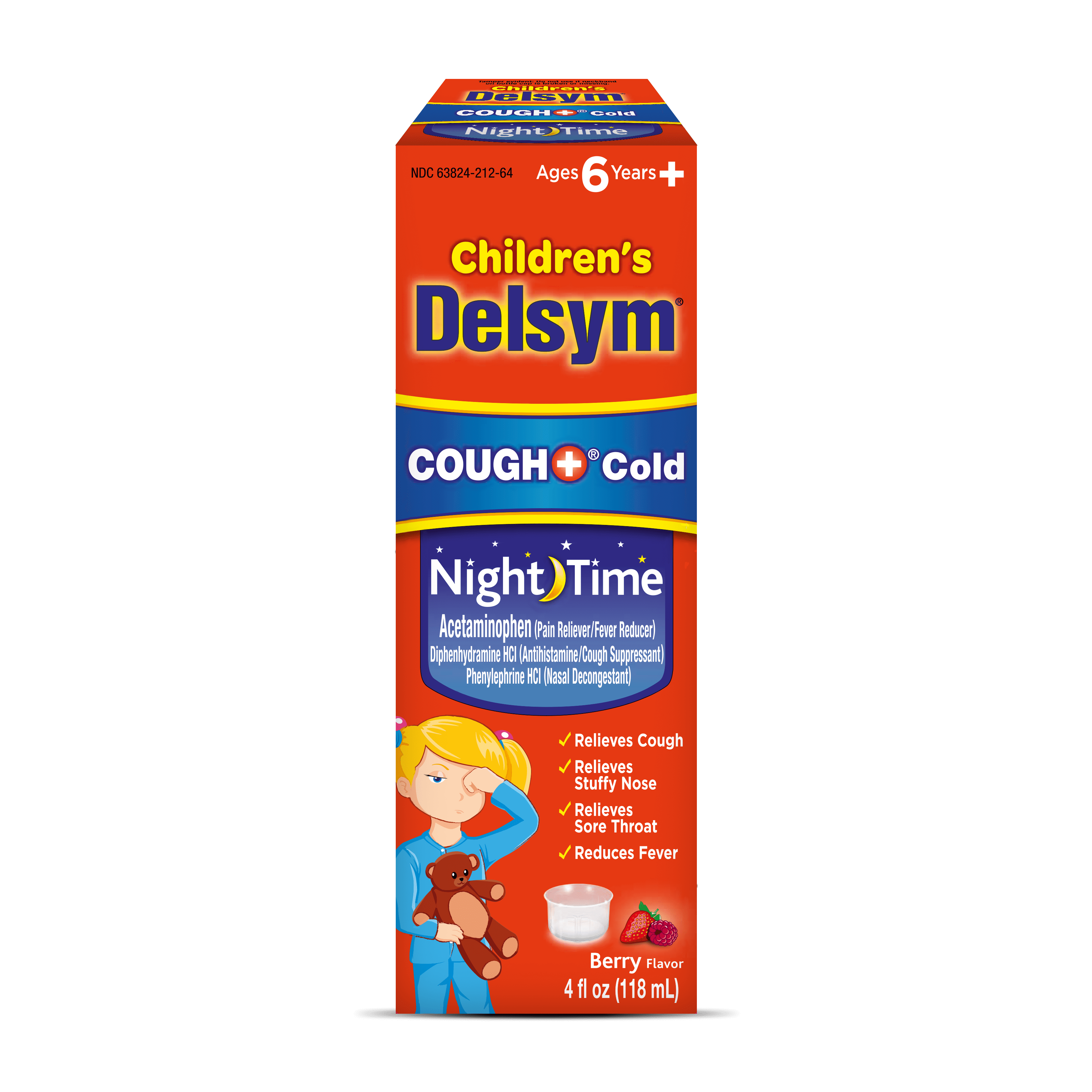 Delsym Children`s Liquid Cough Plus Cold Nighttime, Berry Flavor, 4