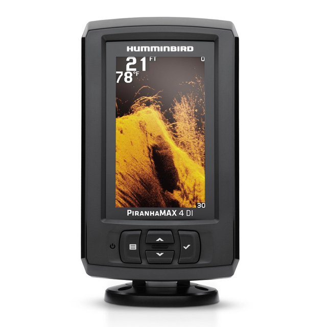 Humminbird Détecteur de Poissons 410160-1 PiranhaMax 4; à Utiliser pour Repérer des Poissons et Identifier des Contours; Écran LCD de 4,3 Pouces; Résolution de 272 x 480 Pixels; Commande par Clavier; Sortie de 300 Watts; avec Imagerie vers le Bas; Étanche