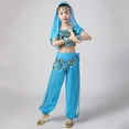 thumbnail image 5 of SERTG Girls Long Sleeve Sequin Top and Cuffed Pants Set Elastic Waist with Accessories Fall Winter Dance Performance Outfit(Sky Blue,13-15 Years), 5 of 7