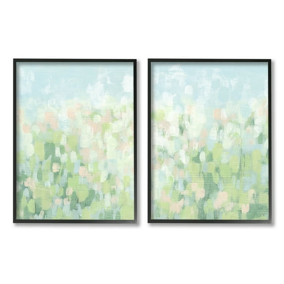 Stupell Industries Abstract Meadow Landscape Abstract Painting Black Framed Art Print Wall Art, 11 x 14, Set of 2