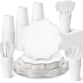 thumbnail image 1 of Suministros de fiesta Ziliny, 350 unidades, desechables, blancos, para 50 invitados, 1 of 6