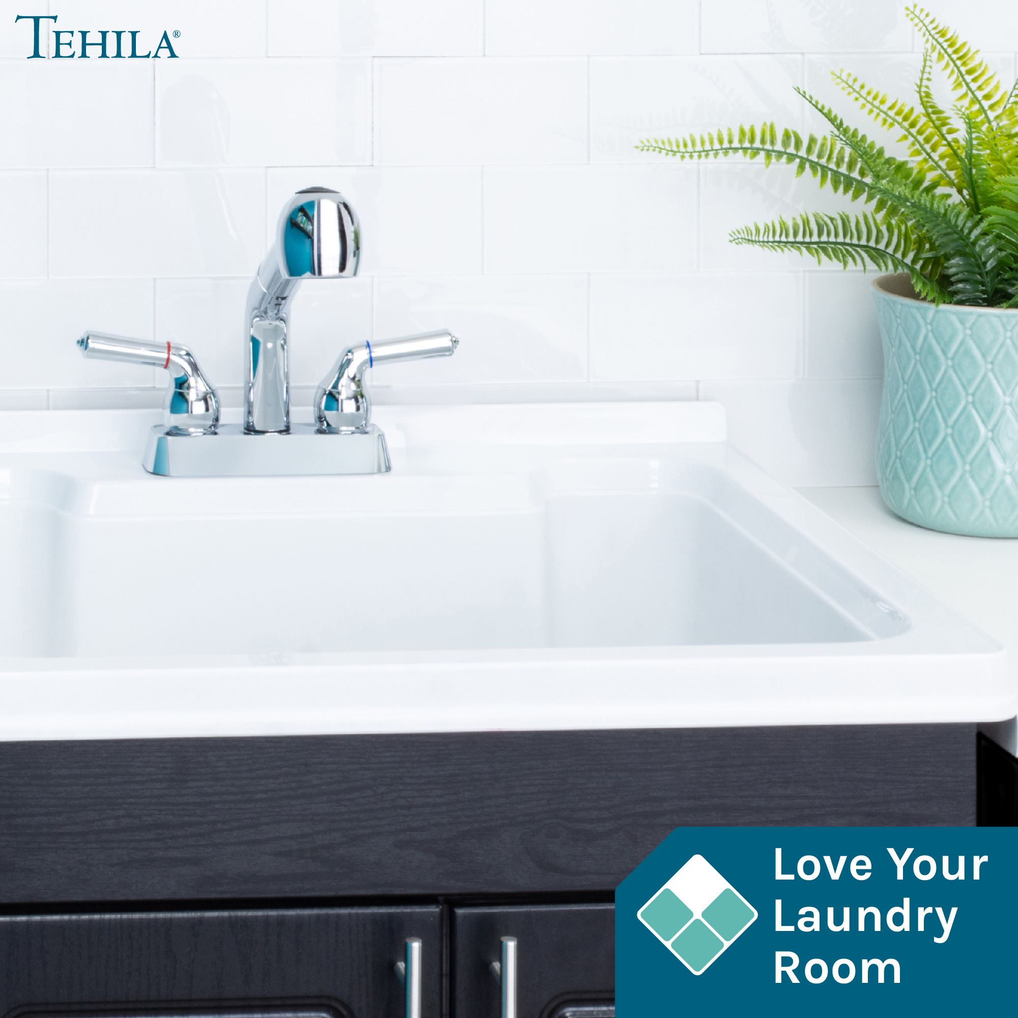 Dual-Handle Pull-Out Faucet Chrome Finish for Laundry Sink