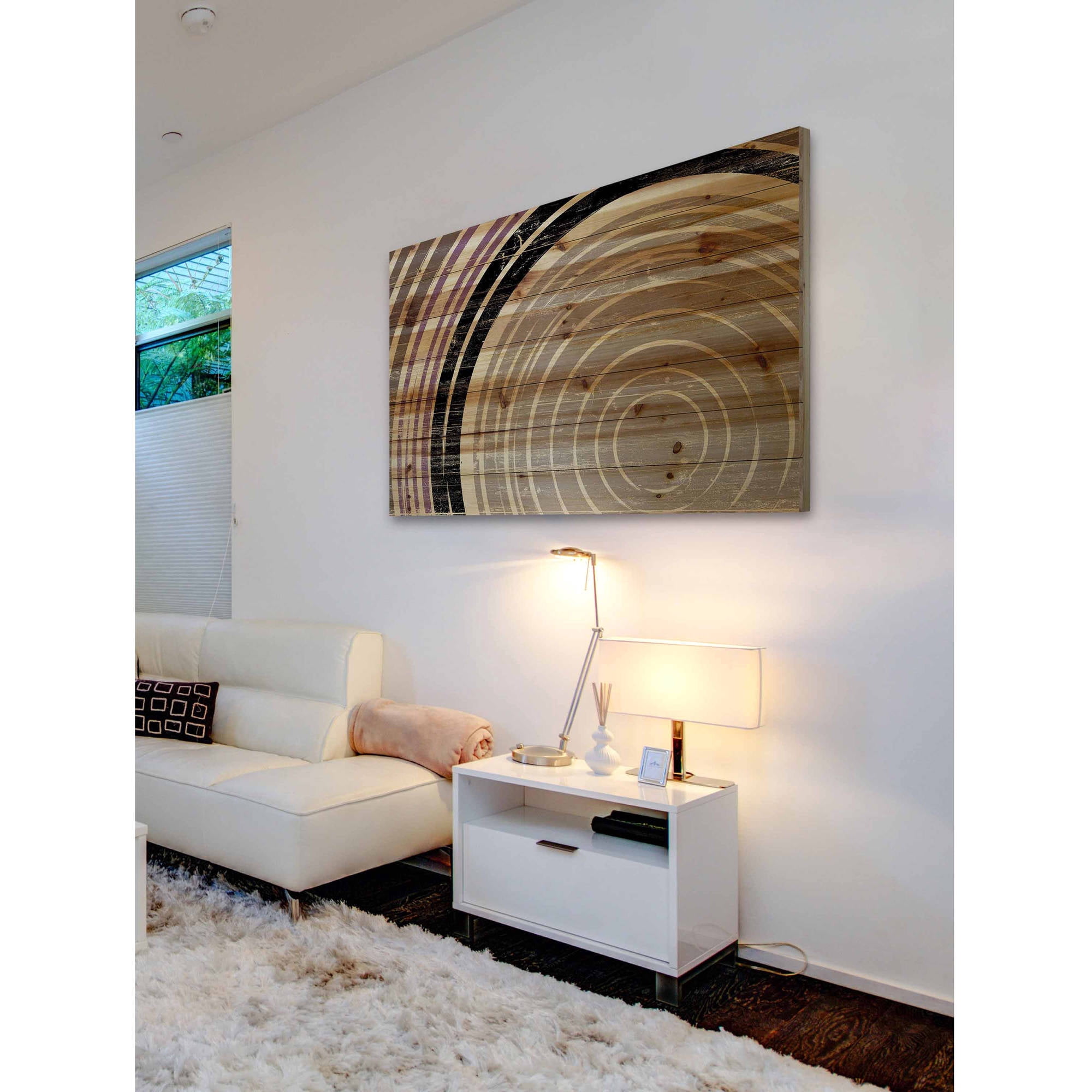 Marmont Hill - "Tan Rings" Painting Art Print On Natural Pine Wood, 36.0" x 1.5"