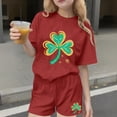 thumbnail image 2 of 2 Piece Sets for Toddler Girls Girls Summer Outfits 2 Piece Sets Casua Children's St. Patrick's Day Printed Short Sleeve Round-Neck Blouses Two-Piece Set for Kids（4-16 Years）, 2 of 6