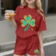 thumbnail image 2 of Vestido de manga corta Estilo Niños Día de San Patricio impreso cuello redondo blusa y pantalones Set de dos piezas Blusa de manga corta, 2 of 6