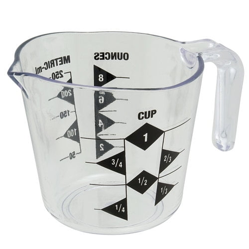 Mainstays 1 Cup Plastic Measuring Cup with Easy to Read Measurements