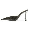 thumbnail image 2 of FSJ Women Pointed Toe Studded Backless Pumps Slip on Stiletto High Heel Mules Casual Dress Work Slides Shoes Size 7.5 Black, 2 of 5