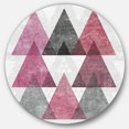 thumbnail image 1 of Designart 'Pink Geometric Mod Triangles I' Geometric Metal Circle Wall Art - Disc of 36, 1 of 5