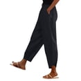 thumbnail image 4 of Casual Linen Pants for Women Harem Pants Barrel Trousers Loose Fit Capris Pants High Waisted Drawstring Straight Leg Pants Elastic Waist Trousers With Pockets Lounge Pants for Women Beach, 4 of 9