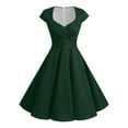 thumbnail image 1 of Vestido retro de fiesta liso para mujer: diseño informal de corte A, cintura alta para diversas ocasiones, tallas S-XXL., 1 of 5