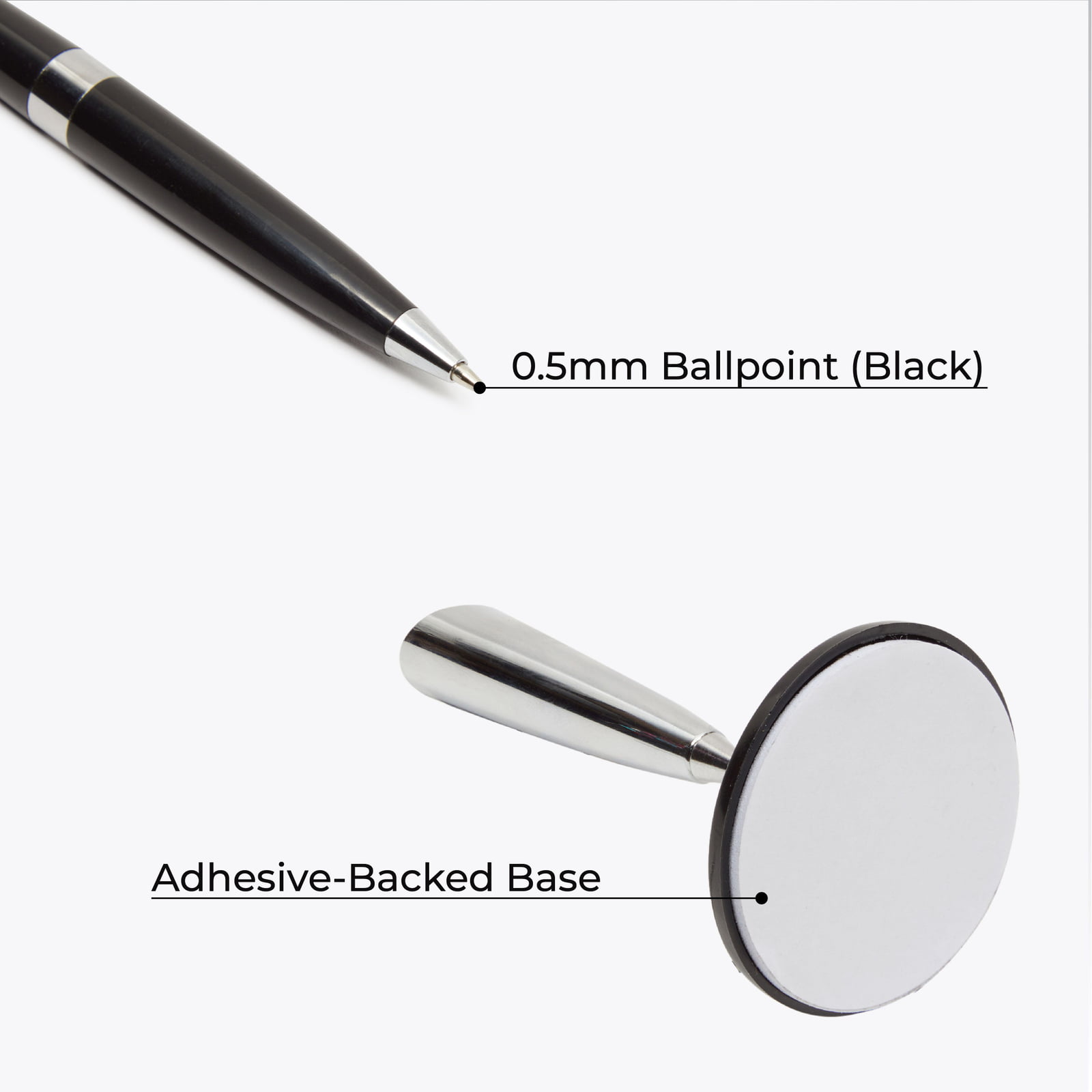 0.5mm Ballpoint Retail Stores Black Security Gel Ink Pens for Bank Office Anti-Theft Pen with Adhesive-Backed Base 3-Pack Counter Pens with Ball Chain Hotel Lobbies Desktop Pen 