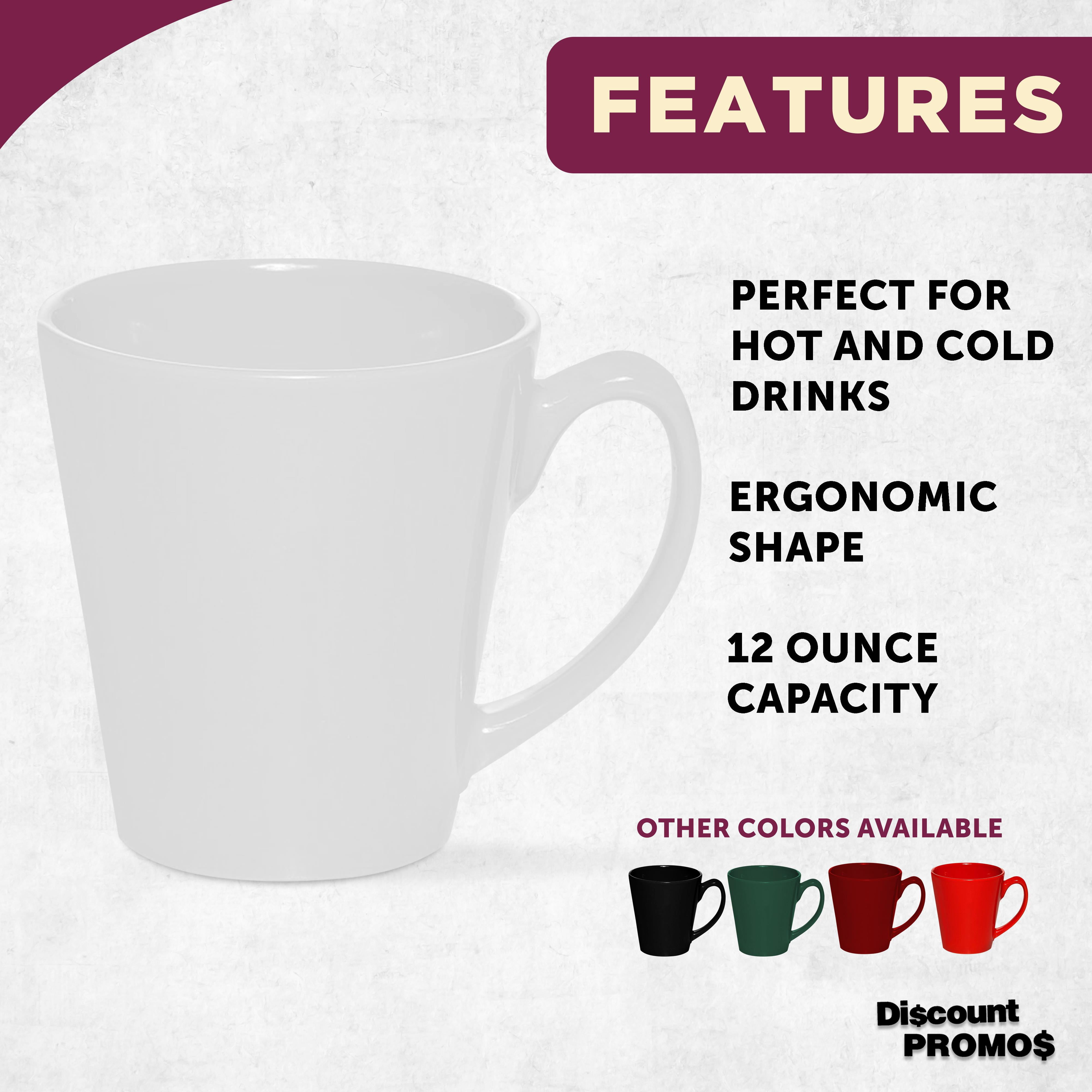Glossy Ceramic Latte Coffee Mug 12 oz. Set of 10, Bulk Pack - Perfect for Tea, Espresso, Cappuccino, Hot Cocoa - White
