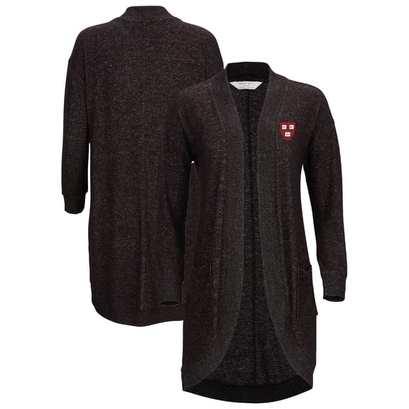 Women's Black Harvard Crimson Oversized Cuddle Tri-Blend Cardigan
