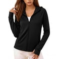 thumbnail image 3 of Nooxsoe Sun Protection Hoodie for Women Zip Hoodie Jacket Zip Up Hoodie Women Full Zip Workout Hiking Tops Hood Thumbholes Outdoor Athletic Jacket Fit Woman Cardigan A1-black S, 3 of 6