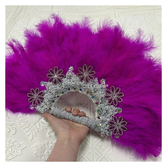 Feather Handheld Feather Fan,Vintage Folding Fan Flapper Hand Fan for Costume Dancing Party Wedding Decoration