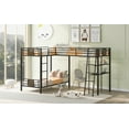 thumbnail image 4 of EUROCO L-Shaped Twin over Twin Bunk Bed with Desk and Shelf for Kids, Brown, 4 of 11