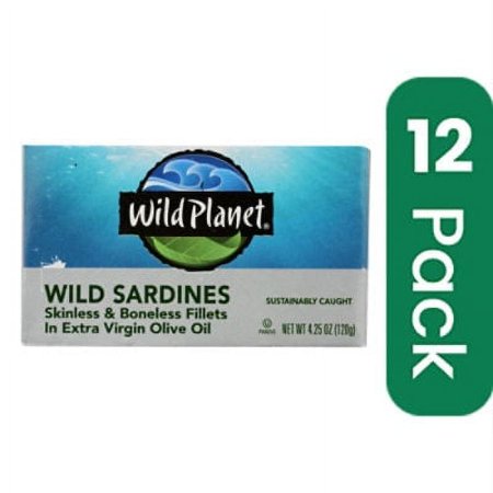 Wild Planet Boneless & Skinless Sardines In EVOO 4.25 oz (Pack Of 12)