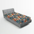 thumbnail image 2 of Ambesonne Floral Fitted Sheet, Jumble Wild Flowers Pattern, Twin Size, Violet Blue Teal and Orange, 2 of 5