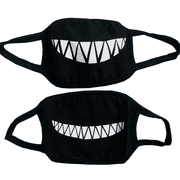 Smile Mask Pack of 2 with Cheshire Grin, Shark Teeth Smiling Costume, Best Mommy and Me Couples Matching Set