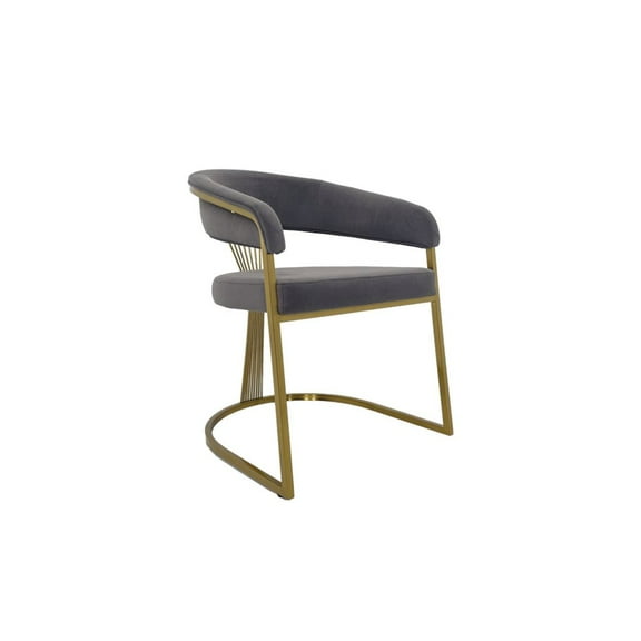 Dining Chair with Taupe Velvet Cushion and Matte Gold Legs