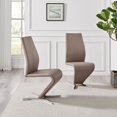 thumbnail image 2 of Willow Faux Leather Chrome Z Dining Chairs, 'Cappuccino' Beige (Set of 2), 2 of 6