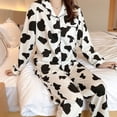 thumbnail image 2 of GOOHOCHY 1 Conjunto de pijama de manga larga para mujer con estampado de vaca y pantalones para dormir (XXL), 2 of 7