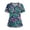 Green, variant on Scrubs for Women Funny Floral Print Nursing Uniform Trendy V-Neck Side Slits Scrub Shirt Holiday Short Sleeve Medical Workwear with Pockets Sky Blue 4XL