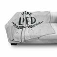 thumbnail image 3 of You Are Loved Soft Flannel Fleece Blanket, Heart and Laurel Motifs on a Dotted Background with Calligraphy, Cozy Plush for Indoor and Outdoor Use, 50" x 70", Charcoal Grey and White, by Ambesonne, 3 of 6