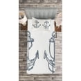 thumbnail image 3 of Ambesonne Anchor Quilted Bedspread Set 2 Pcs, Vintage Sketch of Anchor, Twin Size, Dark Teal White, 3 of 3