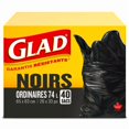 thumbnail image 2 of Glad Black Garbage Bags - Regular 74 Litres -, 40 Trash Bags, 2 of 4
