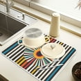 thumbnail image 2 of Yayeee Dish Drying Mat for Kitchen Counter 16" x 18" Microfiber Super Absorbent Coffee Decorative Pad, Geometric Stripes, 2 of 9